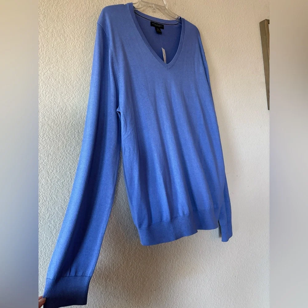BANANA REPUBLIC SILK COTTON‎ CASHMERE V-NECK SWEATER AFRICAN VIOLET XLT NWT